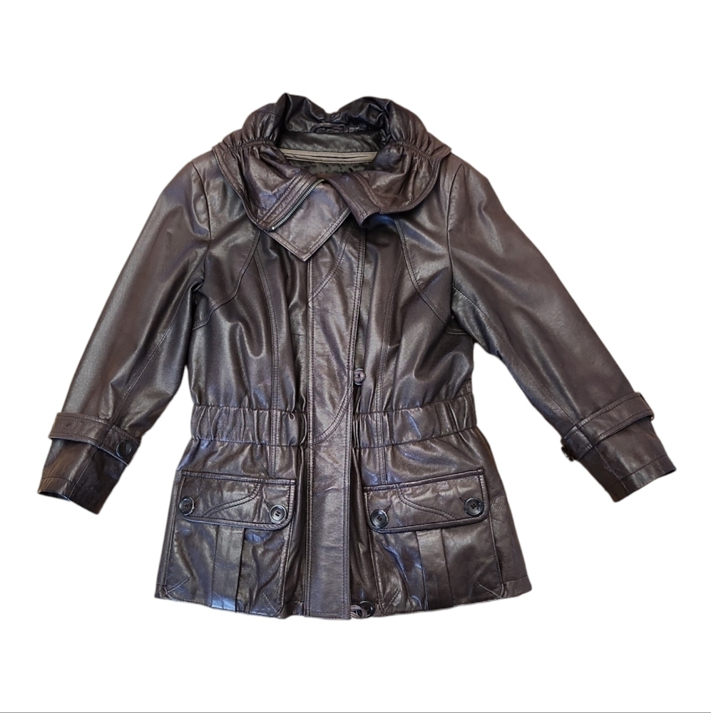Danier Leather Jacket Chocolate Brown 80s Y2K LIKE NEW